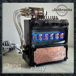Nixie Tubes Alarm Clock 6 IN-12 Anthracite from Copper Cat Art Group Steampunk