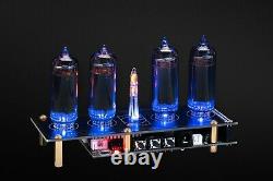 Nixie Tubes Clock IN-14 with Column and Sockets 12/24H 4 Tubes GOLD\BLACK BOARDS