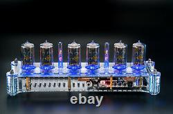 Nixie Tubes Clock on Z5660M in Big Acrylic Case with Columns Slot Machine 12/24H