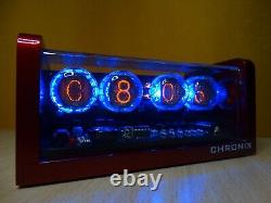 Nixie Unique Alarm Clock 4xZ560M & golden red aluminum case & remote & blue LED