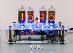 Nixie clock with rare IN-8 tubes / Proper five & neon dot / Transparent case