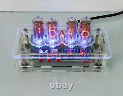 Nixie clock with rare IN-8 tubes / Proper five & neon dot / Transparent case