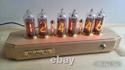 Nixie tube Clock with IN-14 in maple-tree case from RetroNix