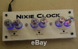 Nixie tube alarm clock sanded wood case tomorrowland RGB LED remote IN-14 US