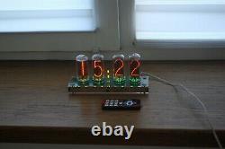 Nixie tube clock include 4x IN-18 tubes and plywood clear case retro vintage