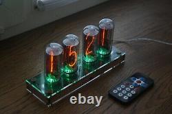 Nixie tube clock include 4x IN-18 tubes and plywood clear case retro vintage