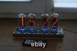 Nixie tube clock include 4x IN-18 tubes and wooden clear case retro vintage