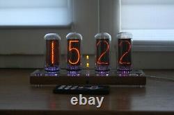 Nixie tube clock include 4x IN-18 tubes and wooden clear case retro vintage