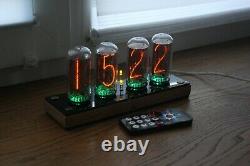 Nixie tube clock include 4x IN-18 tubes and wooden oak case retro vintage