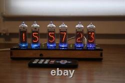 Nixie tube clock include IN-14 tubes and plywood black case remote control
