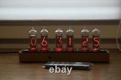 Nixie tube clock include IN-14 tubes and wooden oak case new retro vintage
