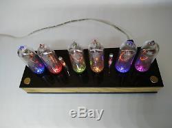 Nixie tube clock include IN-14 tubes and wooden oak case retro vintage
