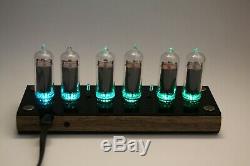 Nixie tube clock include IN-14 tubes and wooden oak enclosure and black cover