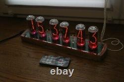 Nixie tube clock include IN-18 tubes and wooden clear case retro vintage