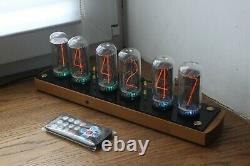Nixie tube clock include IN-18 tubes and wooden oak case retro vintage