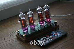 Nixie tube clock with 4x IN-14 tubes and stand Remote Temperature