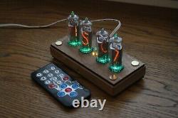 Nixie tube clock with 4x IN-14 tubes wooden case Remote Temperature