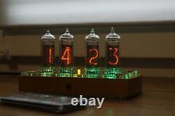 Nixie tube clock with 4x IN-14 tubes wooden case new clear Remote Temperature