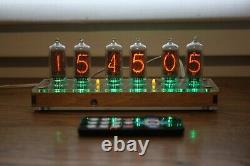 Nixie tube clock with IN-8-2 (fine 5) Desk plywood clear Remote Auto Temperature