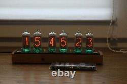 Nixie tube clock with IN-8-2 (fine 5) Desk wooden black Remote Auto Temperature