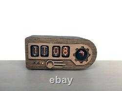 Nixie tube clock with a dekatron tube in wooden case Oak color