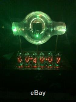 Refurbished Nixie Clock IN-14 Steampunk. RGB Lit 852 Tube. Ezekiel Ring Model
