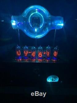 Refurbished Nixie Clock IN-14 Steampunk. RGB Lit 852 Tube. Ezekiel Ring Model
