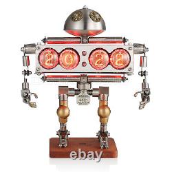 Retro 4IN-12 Nixie Tube Clock Digital Metal Alarm Clock Desk Decor Robot Gift