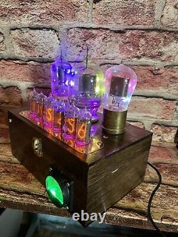 Retro Nixie Clock IN-14 Steampunk. 3 Very Early Radio Tubes RGB's light all tube