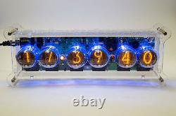 SONYA NIXIE IN-4 Tubes Desk Clock + Case + Power Supply + Remote + RGB + Effects