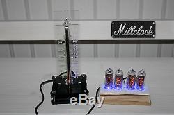 Set Of The In-14 Nixie Clock Wood & In-13 Nixie Tube Thermometer Fully Assembled