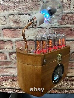 Steampunk IN-14 Tubes. Economic Nixie Clock With Vintage Tubes & Ammeter