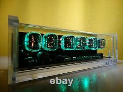 Unique 6 x IN-12 Nixie Tubes Clock acrylic case & green backlight & alarm