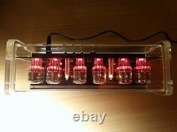 Unique 6 x IN-12 Nixie Tubes Clock acrylic case & red backlight & alarm