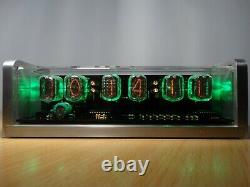 Unique 6xIN-12 Nixie Tubes Clock CNC machined aluminum case green LED alarm