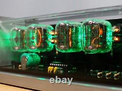 Unique 6xIN-12 Nixie Tubes Clock CNC machined aluminum case green LED alarm