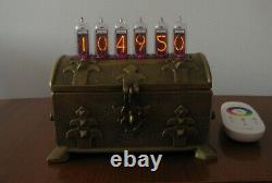 Vintage Brass case Nixie Clock IN14 tubes RGB Monjibox