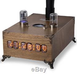 Vintage Wooden Bluetooth Speaker Horn IN-12 Nixie Tube Clock Wireless Charger
