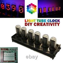 WIFI RGB Simulation Glow Tube Clock LED Desktop Decoration Tube Clock DIY Kit