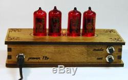 Wooden nixie clock Z570m tube, Red color backlight