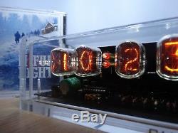 4 X In-12 Tubes Nixie Horloge Acrylique Cas & Led Rétro-éclairage Blanc Rétro Steampunk