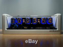 6xin-12 Nixie Tuyaux Clock Étui Blanc Et Bleu Led Rétro-éclairage Et Alarme Vintage Rétro