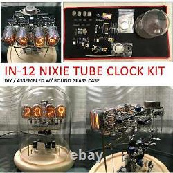 Classic Vintage In-12 Nixie Tube Horloge Boîtier En Verre Rond / Assemblé Avec Kit De Bricolage