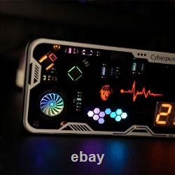 Horloge Cyberpunk à tubes Nixie RGB avec support LED pour le jour, le chronométrage et le compte à rebours.