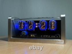 Horloge D'alarme Nixie Avec 4xin-12 Tubes Et Boîtier En Aluminium Et Led Bleue