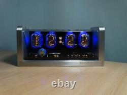 Horloge D'alarme Nixie Avec 4xin-12 Tubes Et Boîtier En Aluminium Et Led Bleue