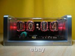 Horloge Nixie Avec 4xin-12 Tubes Et Alarme Et Boîtier En Aluminium Et Led Rouge