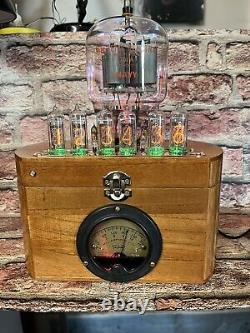 Horloge Nixie IN-14 rétro Steampunk. Tube radar U S NAVY 701A + Amperemètre vintage.