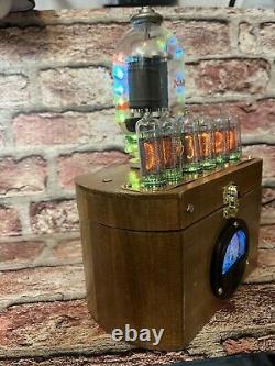 Horloge Nixie IN-14 rétro Steampunk. U. S. N. Tube radar 5D21 + Ampèremètre de la Marine allumé
