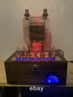 Horloge Nixie In-14 Steampunk. Cuivre, Laiton Et Verre ! Rgb Lit 833a Tube & Ammeter